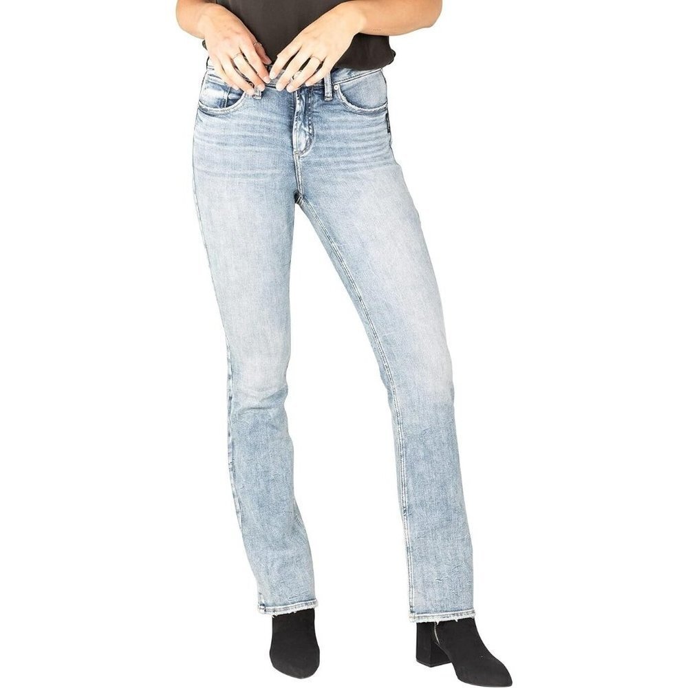 Silver Jeans Co.‎ Womens Avery Curvy Fit High Rise Slim Bootcut Jeans Size 26x31